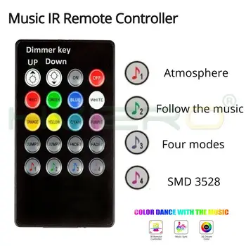 Nový 20 tlačidlá na ovládanie hudby IR ovládača black Vzdialený zvuk senzor pre RGB LED pásy vysokej kvality