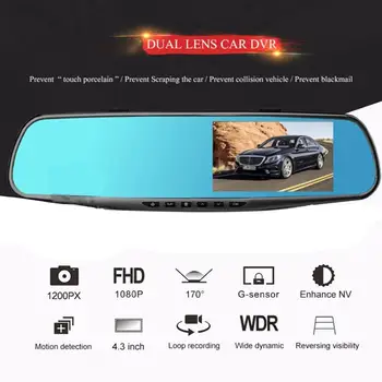 Nový 3.5 palce Automobilové DVR Zrkadlo Auta Dvr Kamera 1080P Spätné Zrkadlo Digitálny Video Rekordér Duálny Objektív Auto Dash Cam Vysokej Kvality