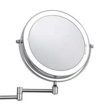 Nový 8-palcový skladacie LED make-up zrkadlo závesné zrkadlo na líčenie obojstranné lampa zrkadlo zväčšenie