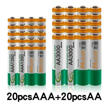 Nový AAA batérie 1350 mAh aaa rechageable batérie NI-MH 1.2 V AA batérie 1.2 V 3000mAh NI MH AA Nabíjateľné Batérie