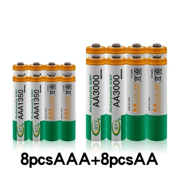 Nový AAA batérie 1350 mAh aaa rechageable batérie NI-MH 1.2 V AA batérie 1.2 V 3000mAh NI MH AA Nabíjateľné Batérie