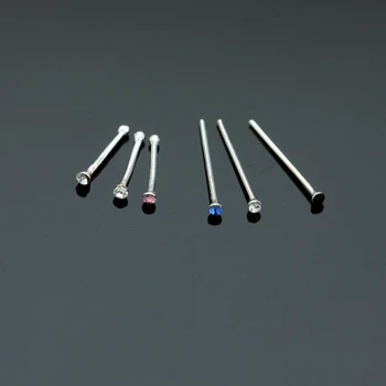 Nový dizajn 36pcs/box 925 Sterling Silver 1,2 mm Nos, gombíky a Nos prstene, Piercing nosa klincami mixcolor crystal Nos kosti