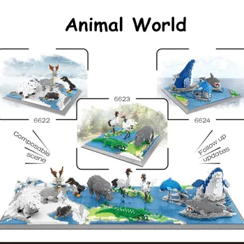 Nový Dizajn 3D Model Živočíšneho Sveta DIY Malých Častíc Budovy Diamond Blok Arctic Sea Land Zvierat Antilopy Hračka Montáž Tehla