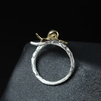 Nový dizajn 925 sterling silver art malé čerstvé ginkgo leaf krúžok žien roztomilý slimák krúžok nastaviteľné strieborný prsteň jemné šperky