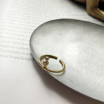 Nový Dizajn 925 Sterling Silver Tvorivé Mix Osobnosti Zlato Zirkón Otvoriť Pružný Krúžok Jemné Šperky pre Ženy