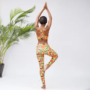 Nový dizajn hot predaj ženy móda šport nosenie afriky vytlačí jogy nastaviť fitness oblečenie telocvičňa