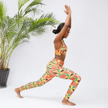 Nový dizajn hot predaj ženy móda šport nosenie afriky vytlačí jogy nastaviť fitness oblečenie telocvičňa