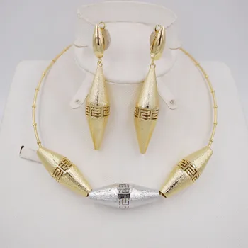 Nový dizajn, Vysoká Kvalita Taliansko 750 Zlatá Farba Šperky Set Pre Ženy, afriky korálky jewlery módne necklcace nastaviť náušnice šperky