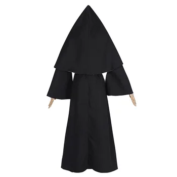 Nový Film Mníška Kostým, Maska Cosplay Dospelých Dlhé Čierne Strašidelné Mníšky Ghost Jednotné Oblečenie Horor Halloween Party Kostým, Rekvizity