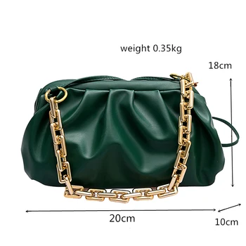 Nový Luxusný Dizajnér Tašky Pre Ženy Kovové Reťaze Peňaženky A Kabelky Módnych Ramenný Messenger Bag Small Cloud Tvar Spojky Kapsičky