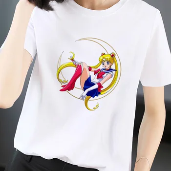 Nový Mesiac, Hojdačka Sailor Moon Tlačiť T-Shirt Ženy Bežné Jednoduché, Pohodlné Topy T Shirt Kreslených Verziu Zábavné, Roztomilé Harajuku Tričko