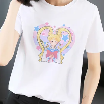 Nový Mesiac, Hojdačka Sailor Moon Tlačiť T-Shirt Ženy Bežné Jednoduché, Pohodlné Topy T Shirt Kreslených Verziu Zábavné, Roztomilé Harajuku Tričko