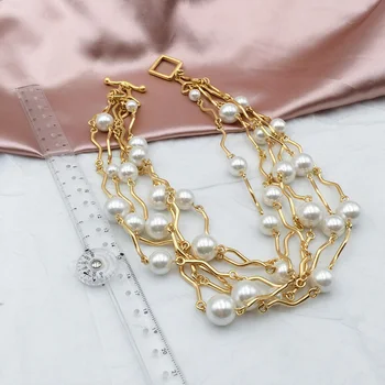 Nový módny náhrdelník golier simulované pearl Náhrdelníky & Prívesky trendy pearl korálky robustný reťazca choker vyhlásenie náhrdelník