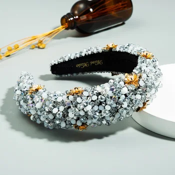 Nový Pearl Plný Crystal Drahokamu hlavový most Luxusné Vlasové Doplnky Bling Čelenky pre Ženy Korálkové Kvet Barokový Hairband