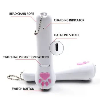 Nový Produkt Vysokej Kvality USB Nabíjateľné Mačací Pazúr Premietacie Multi-Vzor Vtipné Mačku Stick Hračka Pet (Kapacita batérie 90mah)