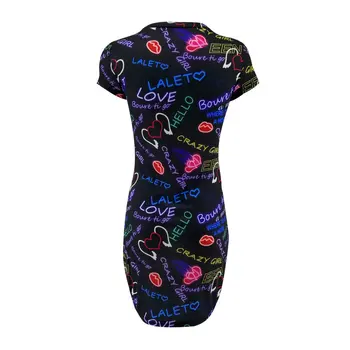 Nový Príchod 2019 Letné Šaty, Sexy Štíhla Bodycon Ceruzka Mini Party Šaty Žien Krátky Rukáv List Motýľ 3D Tlačené Šaty