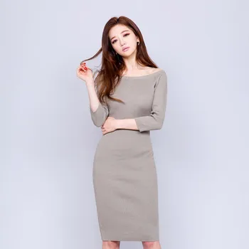 Nový príchod Dráhy kórejský Sexy Vintage Ženy pletené šaty Háčkovanie Elegantný pletený kvalitné Elegantné Šaty vestsdos