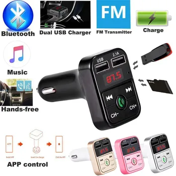 Nový Príchod Dual USB Bluetooth4.1 Handsfree Súprava do Auta Nabíjačka, FM Vysielač, MP3 Prehrávač A2B2 5V 2018