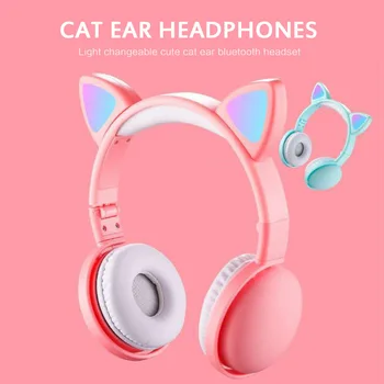 Nový Príchod LED Mačka Uší Potlačením Hluku Slúchadlá Bluetooth 5.0 Dievčatá, Deti Roztomilý Headset Podporu Jack 3,5 mm Mikrofón Gaming Headset