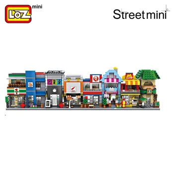 Nový príchod LOZ Mini Bloky Street Shop DIY Budovy Hračka Roztomilý Micro Obchod kávy Model Hračka pre Vianočný Darček Deti Hračka 1601-1608
