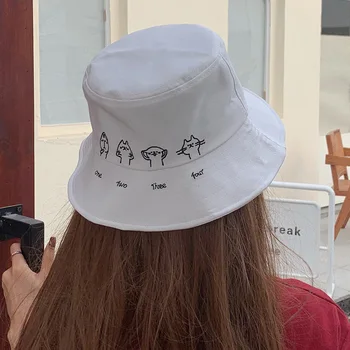 Nový Príliv jeden, dva, tri štyri roztomilé mačka tlače vedierko hat pre Mužov a Ženy, vonkajšie cestovné klobúk Slnko Spp Panama flat top rybár klobúk
