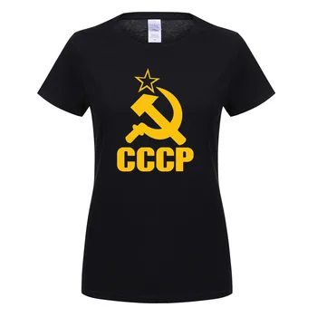 Nový ruský CCCP Ženy Tričko Letné Štýl Sovietskeho zväzu Vytlačené T-shirt Bavlna Krátky Rukáv Dievčatá Oblečenie T-Shirts