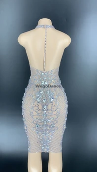 Nový Sexy Oka Diamond Transparentné Šaty Narodeniny Ženám, Formálne Šaty Súťaž Večerné Šaty, Soiree