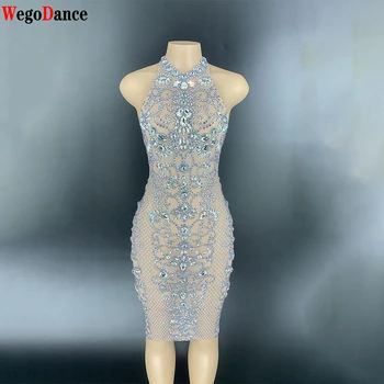 Nový Sexy Oka Diamond Transparentné Šaty Narodeniny Ženám, Formálne Šaty Súťaž Večerné Šaty, Soiree