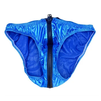 Nový Sexy Pánske spodné Prádlo Patent Kožené Pánske Nohavičky Nohavičky Bikini Bielizeň pre Mužov Gay Nízky Nárast Puzdro Nohavičky so Zipsom