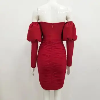 Nový Sexy Ženy Dizajnér Červené Bandáže Šaty 2021 Dámske Elegantné Ramena Bodycon Party Šaty 2020 Vestido