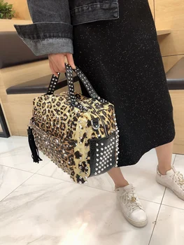 Nový trend kabelky osobnosti módne retro leopard drahokamu kabelka nit ramenní taška dámy bežné kabelky Messenger taška