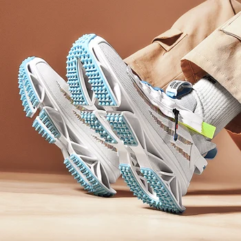 Nový trend pánske jednofarebné non-slip bežecká obuv bežné priedušná all-zápas športová obuv outdoor odpruženie pánske topánky na Tenis