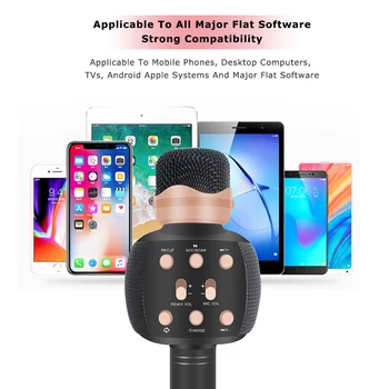 Nový Upgrade Z Ws858 Karaoke Bluetooth Mikrofón WithSpeaker Bezdrôtové pripojenie Na Počítač, Telefón, Nahrávku Darčeky Pre Deti Andriod&IOS