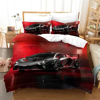 Nový Štýl 3D Digitálne Tlačené Auto posteľná bielizeň 2/3 Kusov Chlapec Spálne Dekorácie Deka Kryt obliečka na Vankúš Pretekárske Auto Vytlačené posteľná bielizeň Nastaviť