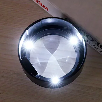 Nový Štýl 5x Valca 3 LED Svetlá K9 Optické Sklo Objektívu Čítanie lupu Ploche Remesiel Paperweight Zrkadlo