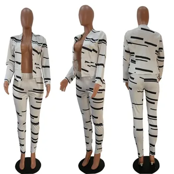 Nový štýl Africkej Ženy oblečenie Dashiki módy Tlače Čiernej a bielej klasické látkové dve kus kabát + nohavice veľkosť S M L XL Y537