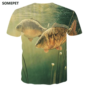 Nový Štýl Bežné Digitálna Tlač Ryby T Shirt Muži Ženy T-Letné Tričko Krátky Rukáv O-Krku Topy & Tees Rybárske Tričko