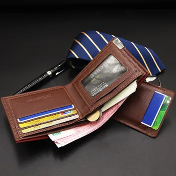 Nový štýl pánske peňaženky krátke multi-funkčné módy bežné železa okraj karty peňaženky