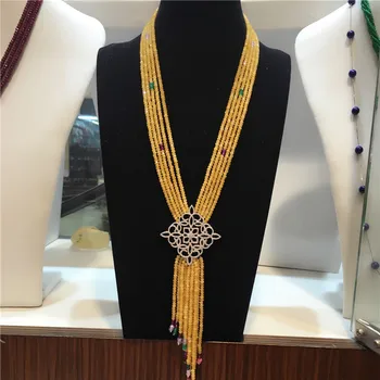 Nový štýl viacvrstvových žltý kameň náhrdelník micro vložkou zirkón príslušenstvo spona módne šperky