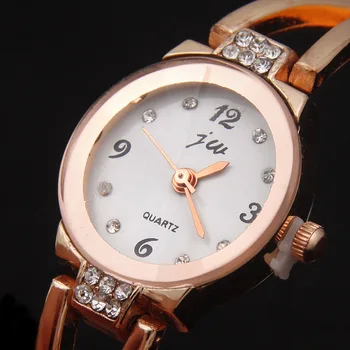 Nový Ženy z Nerezovej Ocele, Quartz Náramok Hodiniek Dámske Šaty Hodinky Zlaté Hodinky Módne Luxusné Drahokamu náramkové hodinky reloj