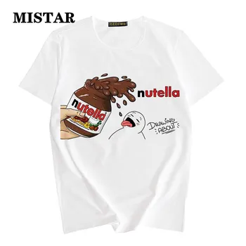 Nutella Estetické T-shirt Ženy Zábavné Vytlačiť Tumblr Bežné Biely Top Tee 2020 Letné Módy Grafické t košele Ženy Oblečenie
