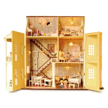 Nábytok DIY Doll House Wodden Miniatura Bábika Domy Nábytku, Súpravy typu 