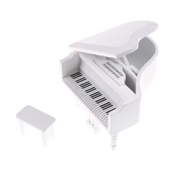 Nádherné Drevené Grand Piano S Stolice Model Hrať Na Hudobný Nástroj, Hračky, 1:12 Domček Pre Bábiky Miniatúrne Príslušenstvo Dom Dekor