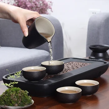 Nádrž čaju zásobník ťažký čierny kameň čaj stôl odvodnenie potrubia zásuvky Čínsky kameň čaj doska slúži zásobník malý hrniec pohár