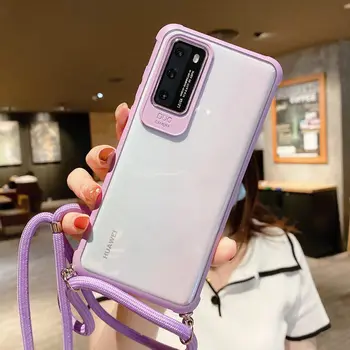 Náhrdelník Lano Puzdro Pre Samsung Galaxy Note 20 Ultra S10 Plus S20 Ultra A31 A41 A51 A71 Prípade Candy Farby Transparentná Mäkké Pokrytie