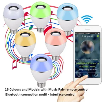 NÁM sklade, rýchle dodanie, Bezdrôtová Diaľkové Ovládanie Mini Smart Zvuk Reproduktora Žiarovkou RGB Farebné Svetlo Hudba E27 LED Lampa