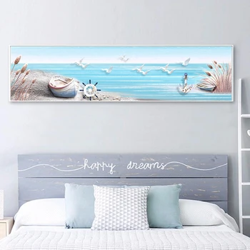 Námorné Krajiny Seagull Modré More Plagát Shell morských Rias Wall Art Tichom Plátno na Maľovanie Vytlačí Obrazy pre Moderné Domova