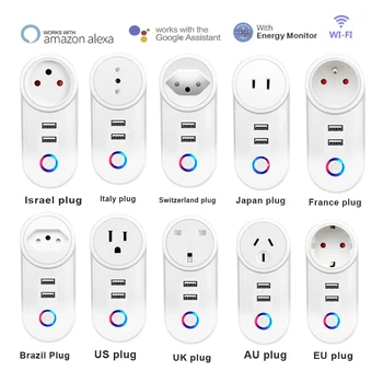 NÁS EÚ veľká BRITÁNIA AU Izraela, Brazílie, WIFI, Smart Zástrčky Mini Konektor, USB, Smart, Diaľkové Ovládanie Časovač Plug podporu Alexa Google 16A 10A