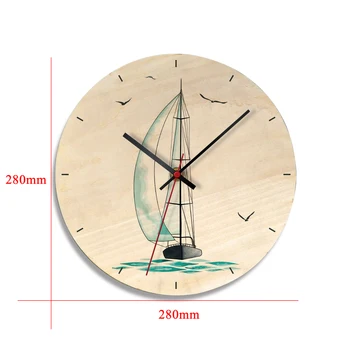Nástenné hodiny, Drevené Materiál Dial Platňa s Priemerom 28 cm Nordic Dizajn, UV Tlač Okrúhly Tvar Suché Batérie Home Art Decoration