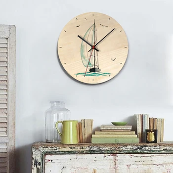 Nástenné hodiny, Drevené Materiál Dial Platňa s Priemerom 28 cm Nordic Dizajn, UV Tlač Okrúhly Tvar Suché Batérie Home Art Decoration